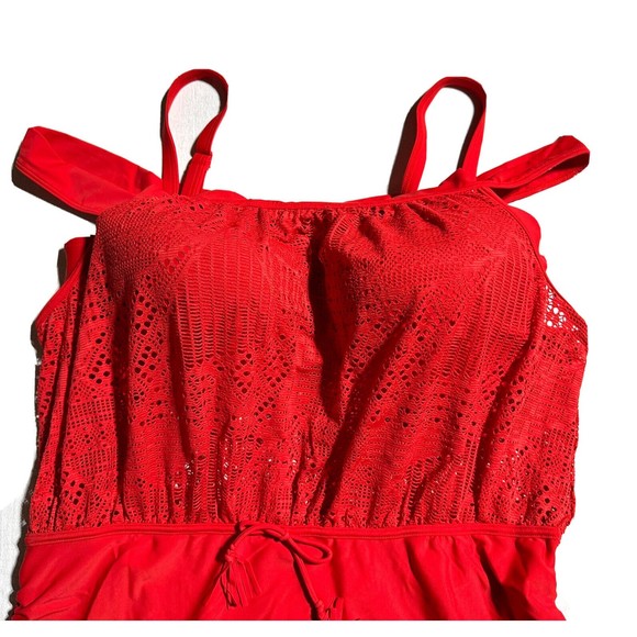 Swim by Cacique Off The Shoulder Blouson Swimsuit One Piece Bandeau Bra 46DD - Picture 8 of 16